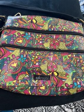 Sakroots Vibrant Multicolor Floral Crossbody - Pink, Yellow, Green, Blue